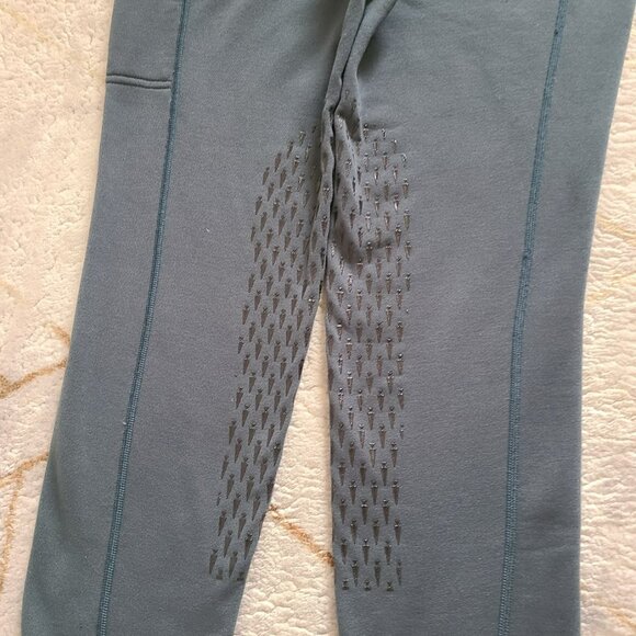 Kerrits Power Stretch Fleece Knee Patch Pocket Riding Tight L Blue Winter Warm - Picture 7 of 8